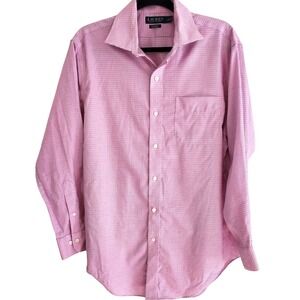 LAUREN Ralph Lauren Mens Classic Fit Non Iron Pink‎ Gingham Shirt Size 16 32/33